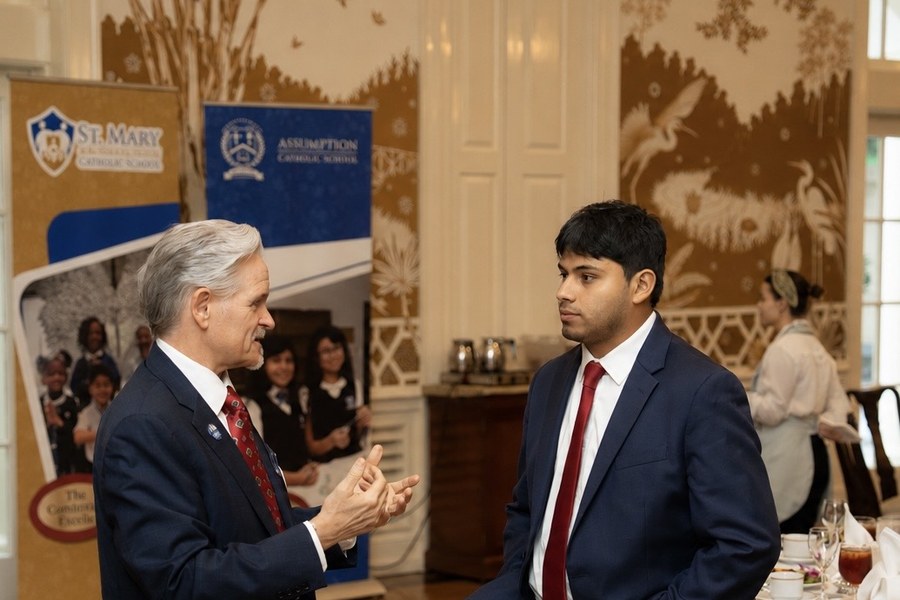 Manny at a Catholic schools leadership event