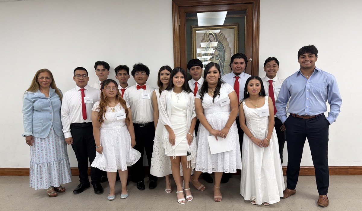 Manny with his RCIA class after their confirmation